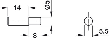 Shelf Support D5x14mm w Stop Plug Steel NP - view 2