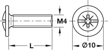 Connecting Screw, Combi Slot PZ2, M4, Zinc Plated, 12 mm - view 2