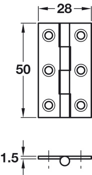 Butt Hinge 50 x 28 mm Brass Polished chrome - view 2