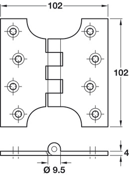 Parliament Hinge Brass 102 x 102 mm Polished - view 2