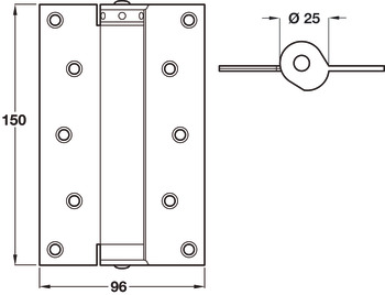 Spring Hinge Single Action 150 x 96 mm Stainless Steel Silver lacquered steel - view 2