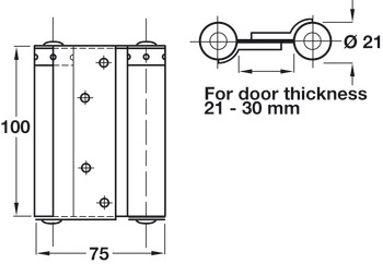 Spring Hinge Double Action 100 x 75 mm Steel Silver lacquered - view 2