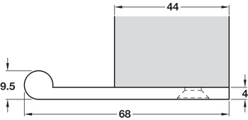 Edge Pull 100x68x4mm Brass Polished Chrome - view 2