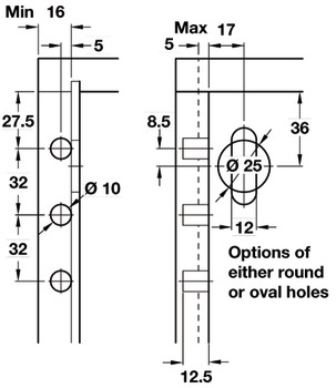 Cabinet Hanger Knock In Traser-8 Left hand - view 2