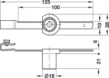 Glass Door Cylinder Lock with Rack Symo 3000 For combination with Symo cylinder removable core Housing: Zinc alloy matt nickel plated rack: Stainless steel - view 2
