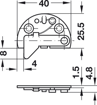 Drawer Catch Nickel Plated Steel Left hand - view 2
