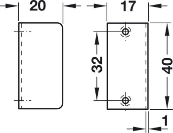Striking Plate for Screw Fixing 40 x 20 x 17 mm Steel Nickel plated - view 2