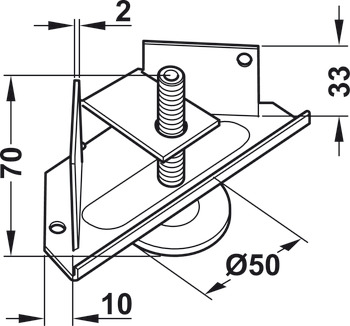 Plinth Adj w Bracket M10 150kg Galvanised Steel - view 2
