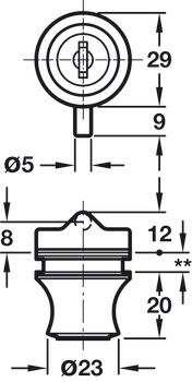 Glass Door Cyl Lock Diff PL3001 MNP - view 2