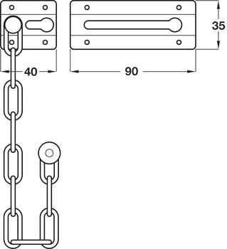 Security Slide Door Chain Steel Polished Brass - view 2