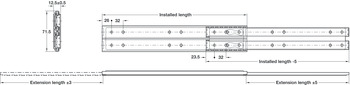 6026 BB Drawer Runner 2-Way Sgl 100kg 550mm Bright Zinc Plated - view 2