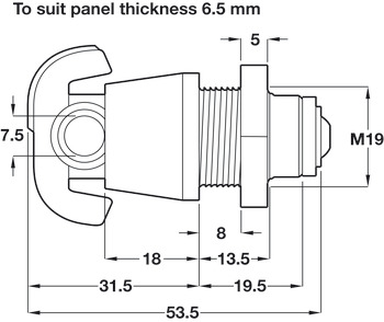 Padlockable Cam Lock-19.5/6.5mm Brt Nickel - view 3