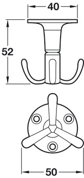 Rotating WithRobe 3 Ceiling Hooks Polished Aluminium - view 2