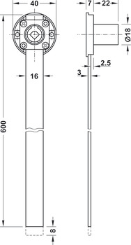 Central Lock Case with Bar Symo 3000 For combination with Symo cylinder removable core Length 600 mm nickel plated - view 2