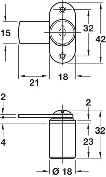 Cylinder Cam Lock wo Trap 18mm FH1 Dir.A - view 2