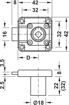 Rim Lock Case Short Bolt Travel Backset 23 mm Symo 3000 For combination with Symo cylinder removable core Cylinder housing length 22 mm right hand version - view 2