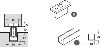 Bottom Door Guide for Sliding Interior Doors Hawa-Junior Top hung system Steel plate with nylon pilot