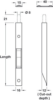 Sunk Slide Flushbolt 164x16mm Steel NP - view 2