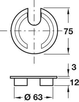 Cable Outlet 1prt D63x15mm Zinc Alloy MC - view 2