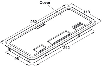 Cable Outlet Rect 98x242mm Plastic Grey - view 2