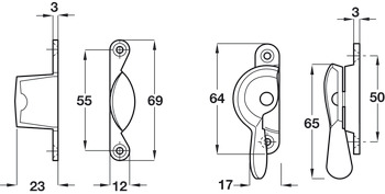 Sash Fastener Fitch Pattern Brass Polished chrome - view 2