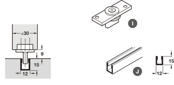 Bottom Door Guide for Sliding Interior Doors Hawa-Junior/Foldaside Top hung system Steel with nylon blade
