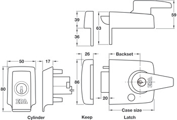 BS 8621 Nightlatch Keyless 60/90mm SC - view 2