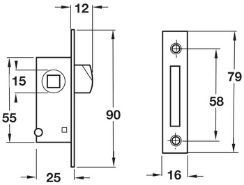 Mortice Lock Budget Tee Key Operation Steel Order lock and strike plate separately Strike plate - view 2