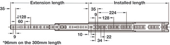 3732 BB Drawer Runner Full 40kg 600mm Bright Zinc Plated - view 3