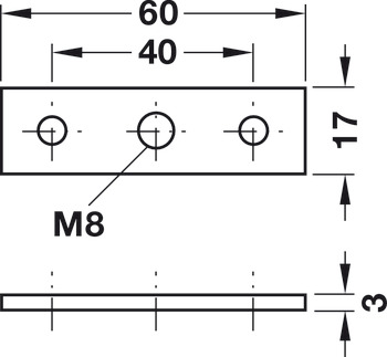 Screw-On Plate M10 60x16mm Galvanised Steel - view 3