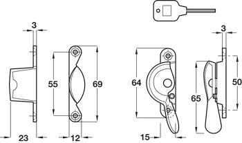 Sash Fastener Lock+Key Fitch Pat Brs Polished Brass - view 2