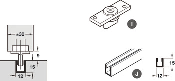 Bottom Channel for Sliding Interior Doors Hawa-Junior/Foldaside Top hung system Length 2100 mm