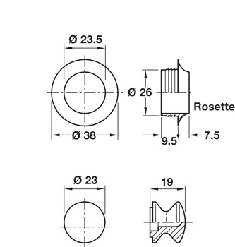 Mini Push-Lock+Rosette Set 13mm Plastic MNP - view 2