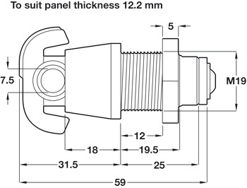 Padlockable Cam Lock-19.5/6.5mm Brt Nickel - view 4