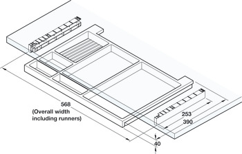 Extending Pencil Tray Undermounting Plastic Black finish