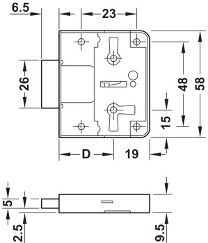 Rim Lever Lock Backset 30 mm Random key changes - view 3