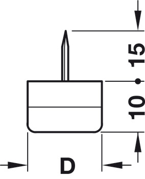 Pin Type Glide White Plastic with Black Rubber Layer Glide Ø 25 mm - view 2