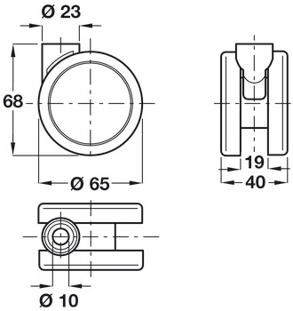 D65mm Twin Castor Swivel without Brake Pin Al - view 2