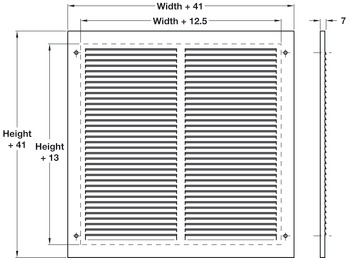 Louvered Air Transfer Grille for use with Intumescent Fire Grille or on their own Mild Steel Satin silver Cut out of door required (width x height): 152 x 152 mm - view 2