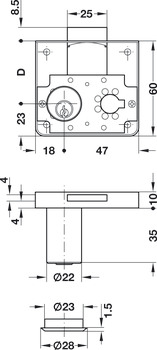 Ext Rim Lock 22mm MNP DR H1 - view 2