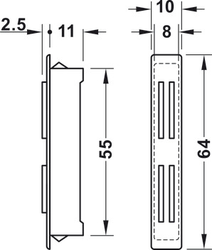Magnetic Catch 8.0kg SF Steel/Plastic White - view 3