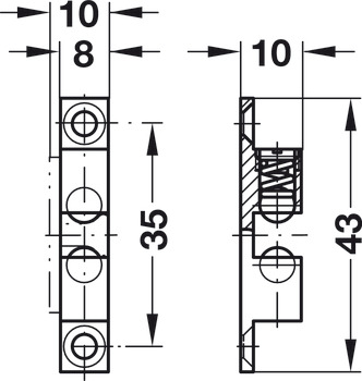 Twin Ball Catch for Screw Fixing Height: 43 mm bright brass - view 2