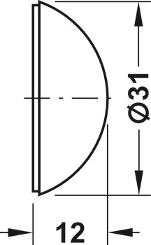 Wall Bumper D31x12mm Plastic Black - view 2