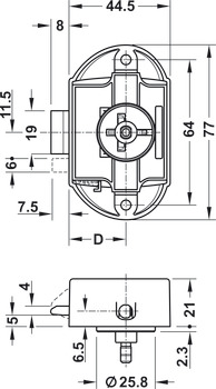 Espagnolette Lock with Push Button Locking Backset 25 mm Operated from One Side With catch hooks brown plastic - view 2