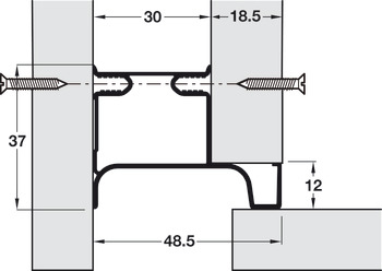 End Profile for Vertical Fixing between Cabinet and Door Gola System D Silver anodised length 2.67 m - view 3