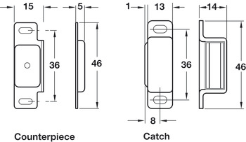 Magnetic Catch Pull 6.0 kg for Screw Fixing Nickel plated - view 2