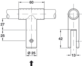 Hanger 316 L Cubicle Fittings for 13 mm Board Partitions PBA Stainless steel Satin finish - view 2