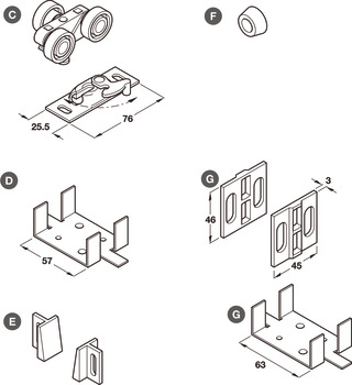 Complete Set for 1 Door for Sliding Interior Pocket Doors Pocket Hideaway Top hung system Max. door width 915 mm - view 2
