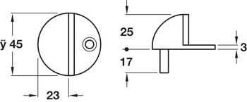 Door Stop/Floor D45x23mm Rubber/SSS - view 2