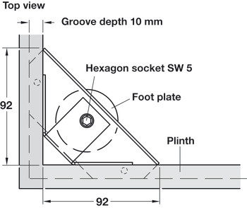 Plinth Adj w Bracket M10 150kg Galvanised Steel - view 4